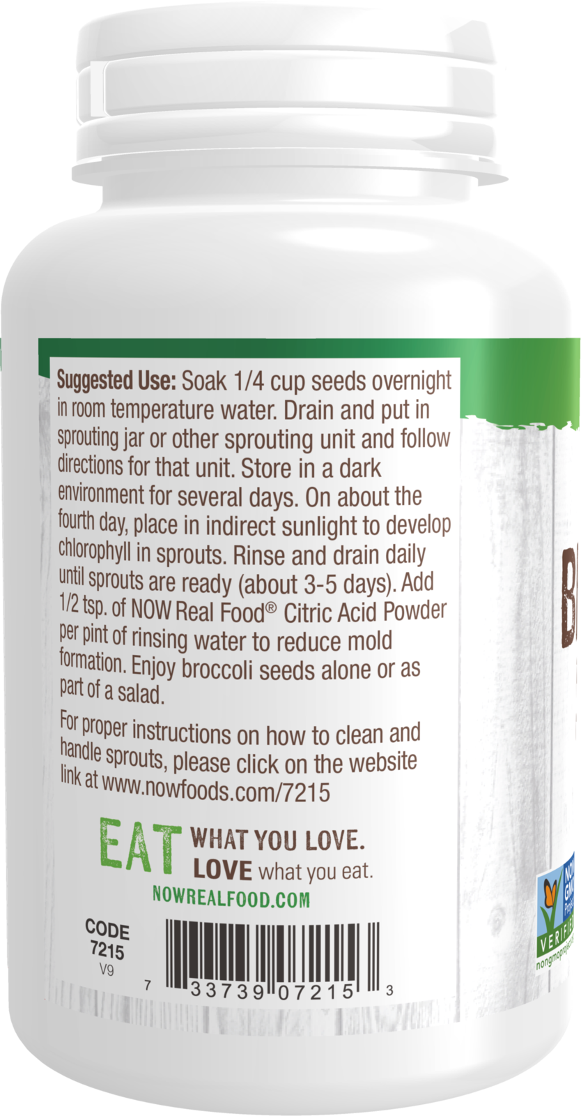 NOW Foods, Broccoli Seeds For Sprouting, Non-GMO Project Verified, 4 oz