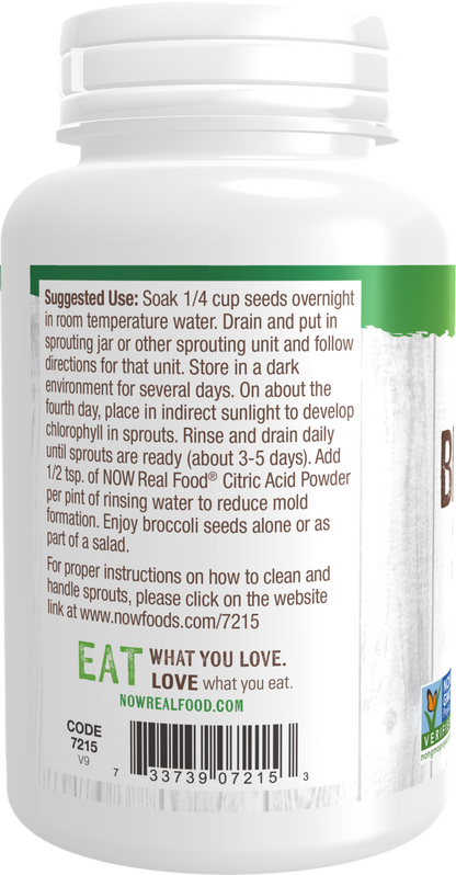 NOW Foods, Broccoli Seeds For Sprouting, Non-GMO Project Verified, 4 oz