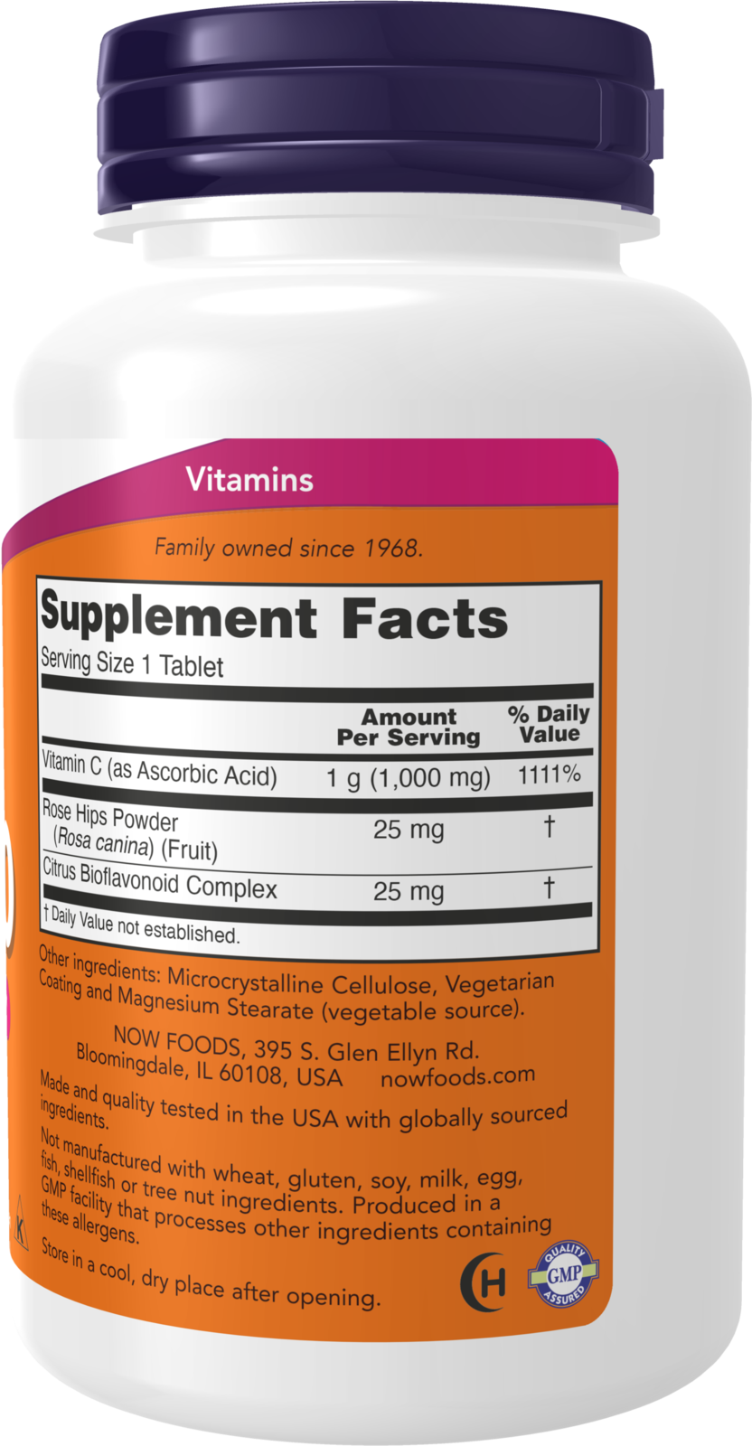 NOW Supplements, Vitamin C-1,000 with Rose Hips & Bioflavonoids, 100 Tabs