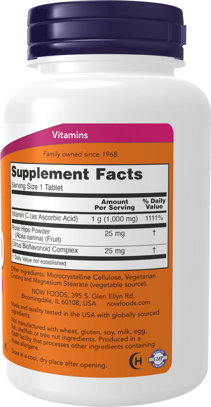 NOW Supplements, Vitamin C-1,000 with Rose Hips & Bioflavonoids, 100 Tabs