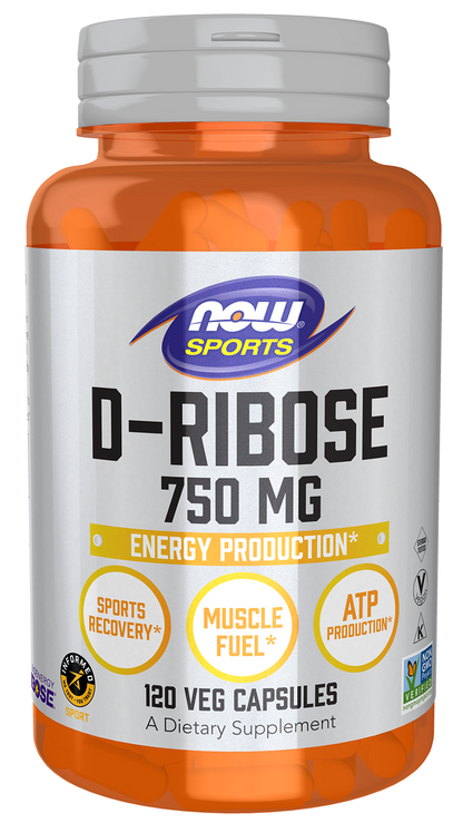 NOW Sports, D-Ribose 750 mg, Energy Production*, 120 Veg Caps