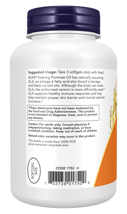 NOW Supplements, Evening Primrose Oil 500 mg with GLA, 250 Softgels