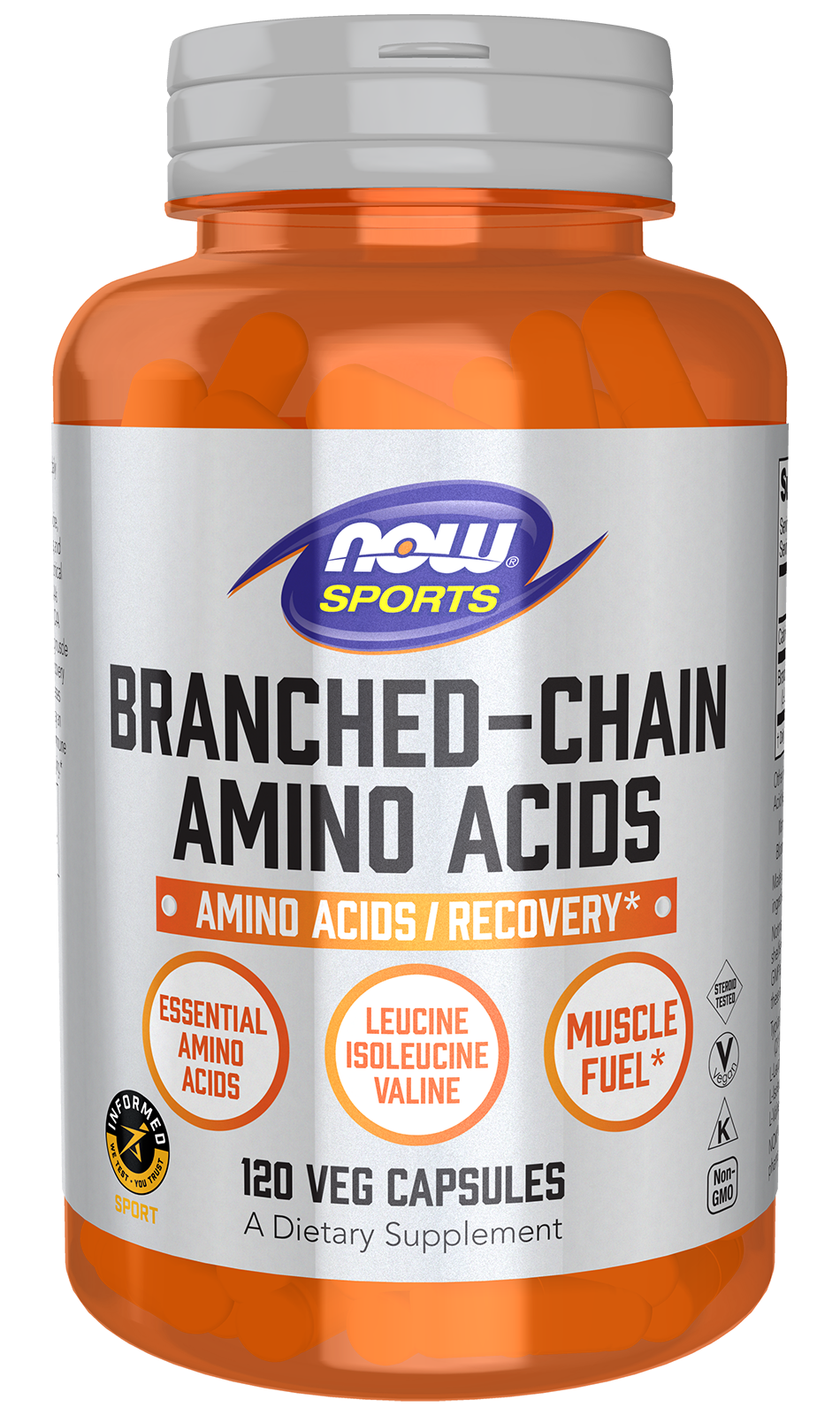 NOW Sports, Branched Chain Amino Acids, Recovery*, 120 Veg Caps