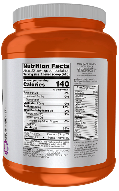 NOW Sports, Pea Protein 25 g With BCAAs, Vanilla Toffee, 2 lbs