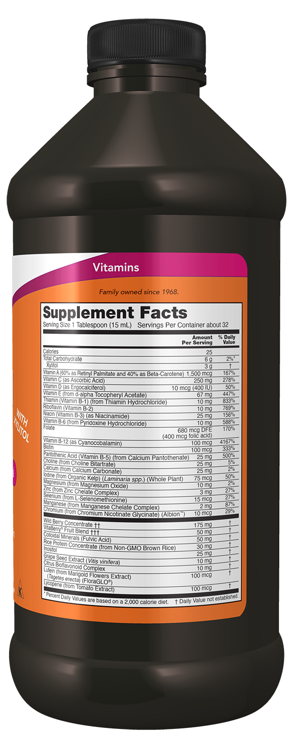 NOW Supplements, Liquid Multi, Fast Absorption, Wild Berry Flavor, 16 oz