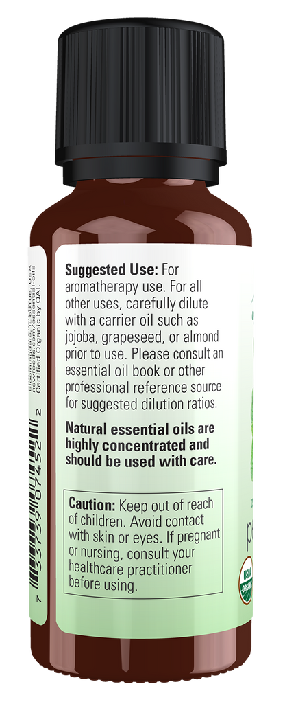 NOW Essential Oils, Organic Peppermint Oil, Steam Distilled, 1 fl. oz
