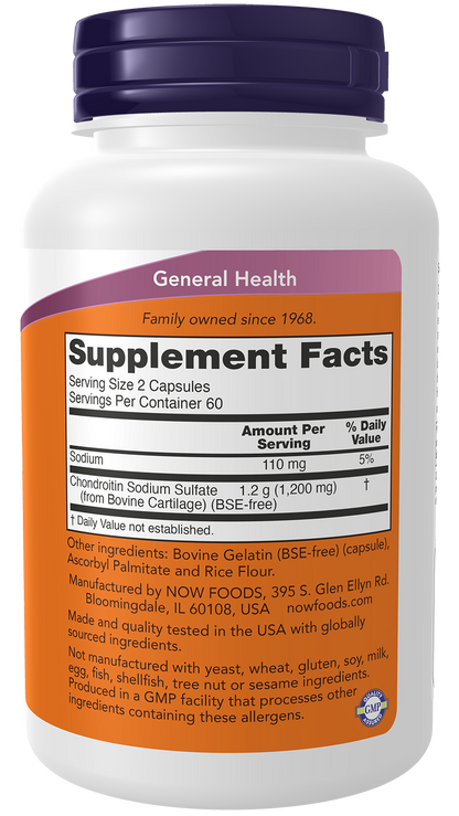 NOW Supplements, Chondroitin Sulfate 600 mg, Joint Support*, 120 Caps