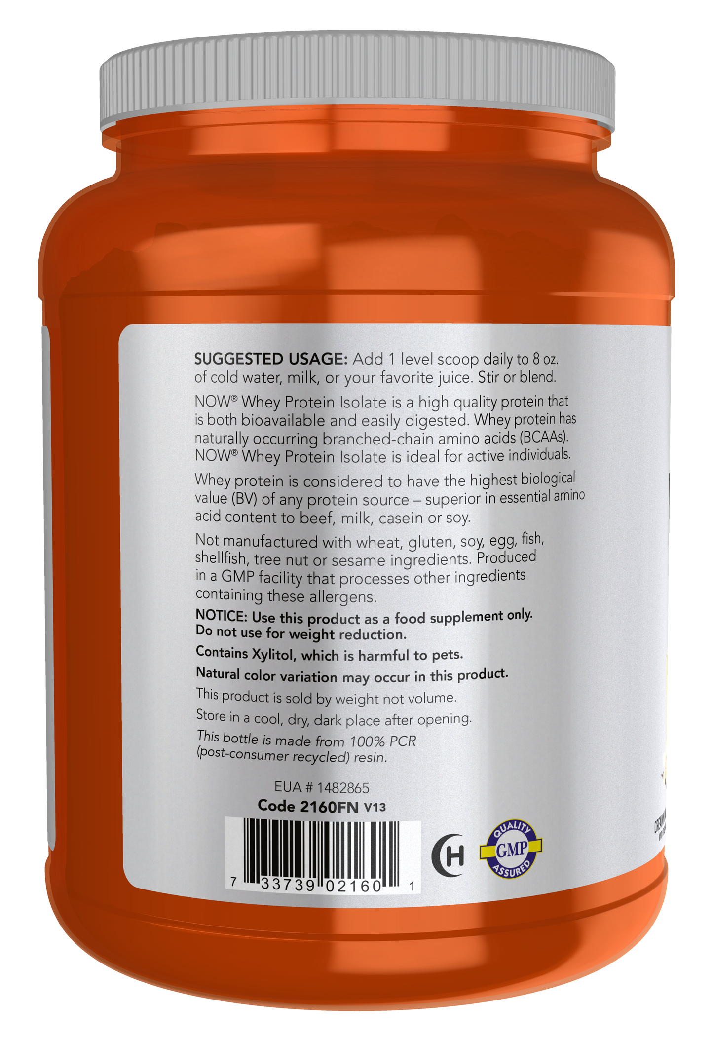NOW Sports, Whey Protein Isolate 25 g With BCAAs, Vanilla Flavor 1.8 lbs