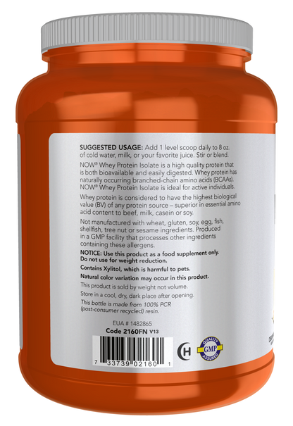 NOW Sports, Whey Protein Isolate 25 g With BCAAs, Vanilla Flavor 1.8 lbs