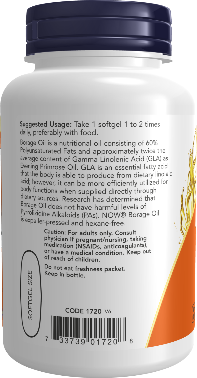 NOW Supplements, Borage Oil 1,000 mg with 240mg  GLA, 60 Softgels