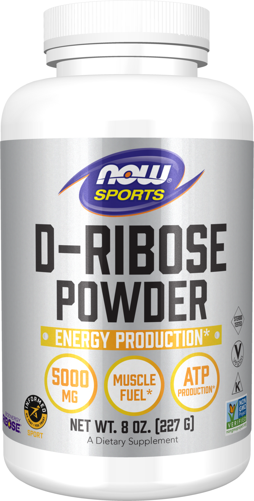 NOW Sports, D-Ribose Powder 5,000 mg,Energy Production*, 8 oz