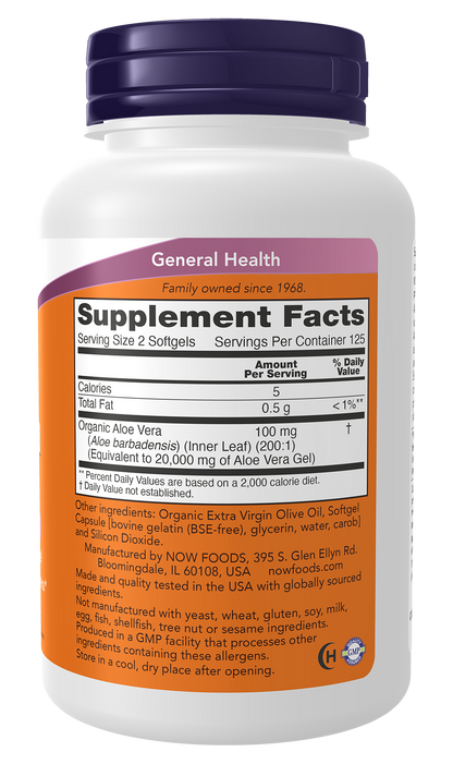 NOW Supplements, Aloe Vera, Digestive Support*, 250 Softgels