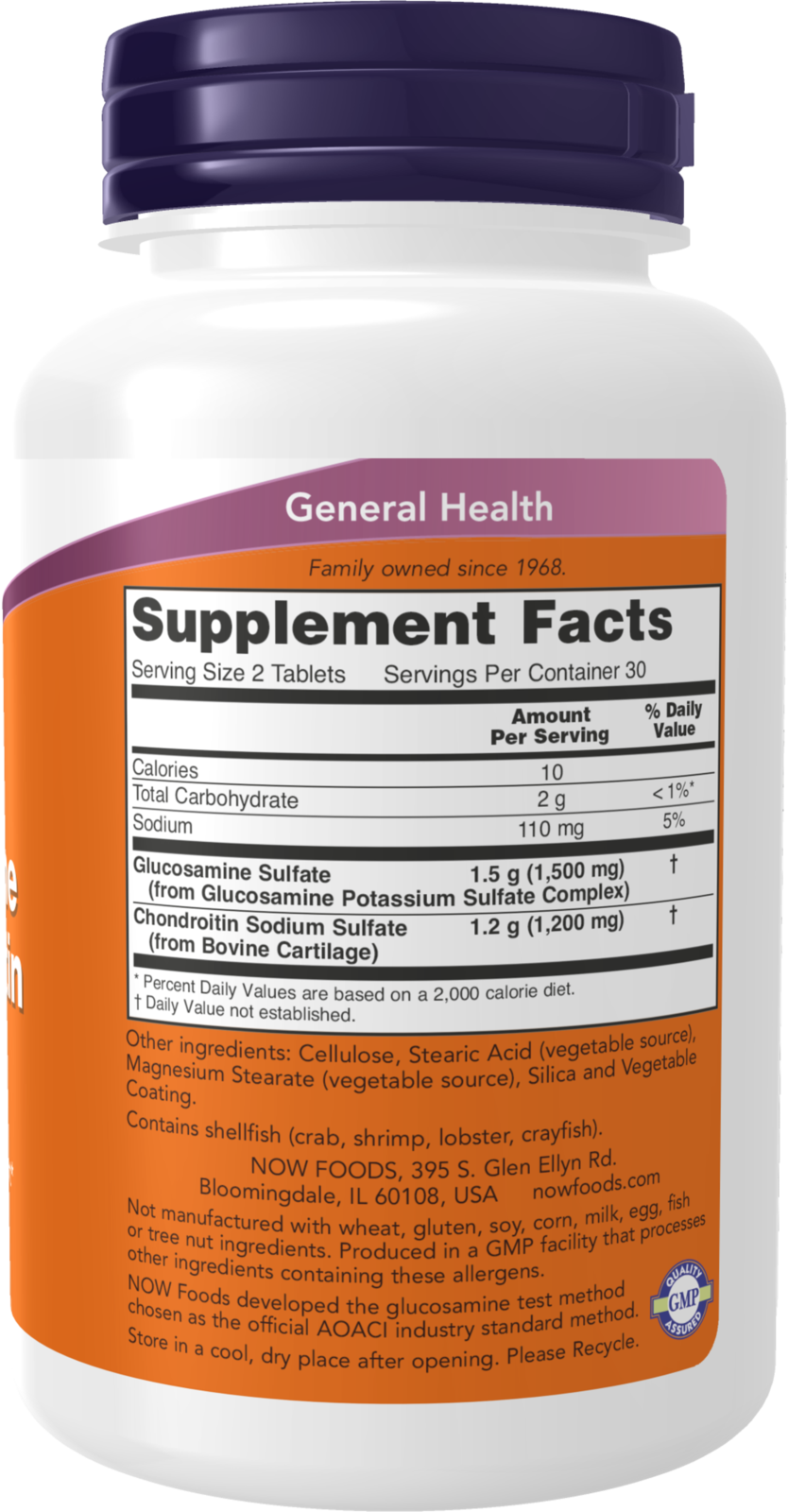 NOW Supplements, Glucosamine & Chondroitin, Sulfate Forms, 60 Tabs