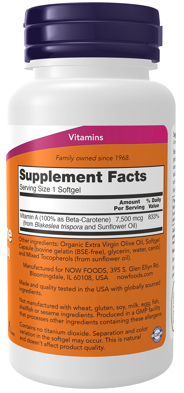 NOW Supplements, Beta Carotene 25,000 IU, 90 Softgels