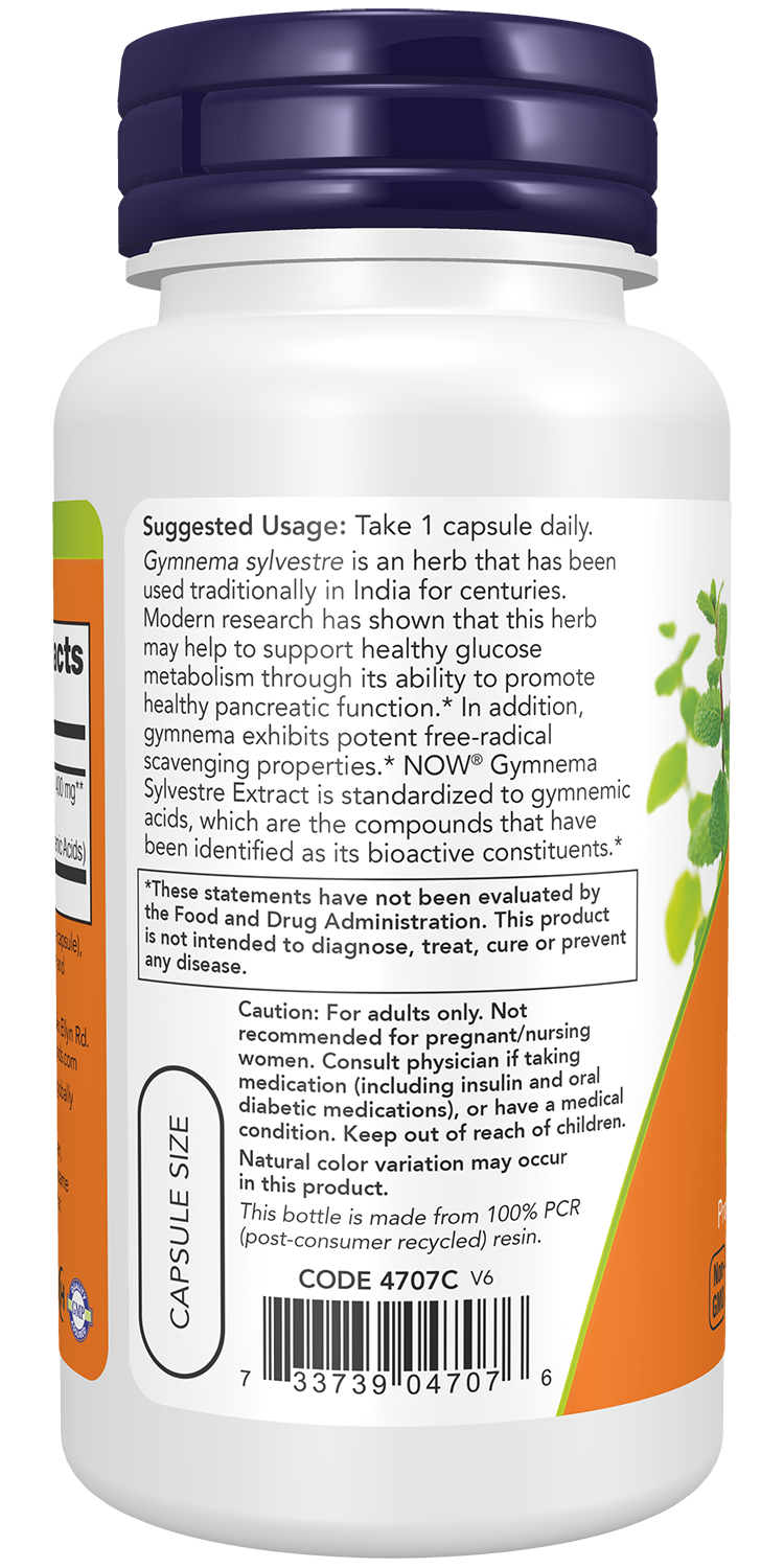 NOW Supplements, Gymnema Sylvestre Extract, 90 Veg Caps