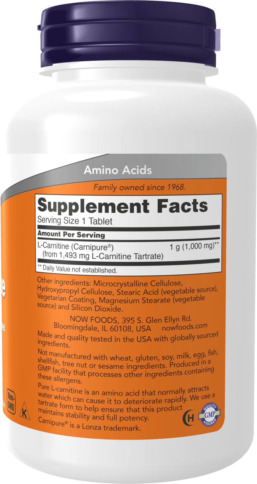 NOW Supplements, L-Carnitine 1,000 mg, Purest Form, Amino Acid, 100 Tabs