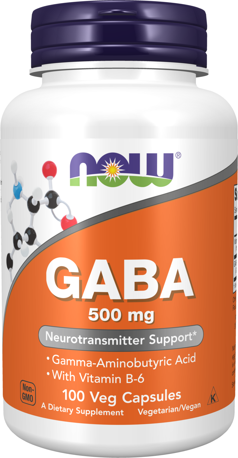 NOW Supplements, GABA 500 mg + B-6, Cognitive Support*, 100 Veg Caps