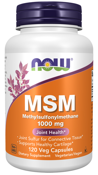NOW Supplements, MSM 1,000 mg, Joint Health*, 120 Veg Caps