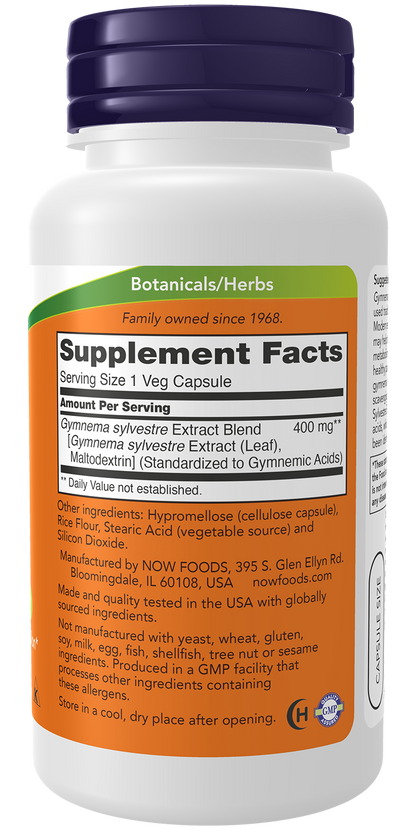 NOW Supplements, Gymnema Sylvestre Extract, 90 Veg Caps