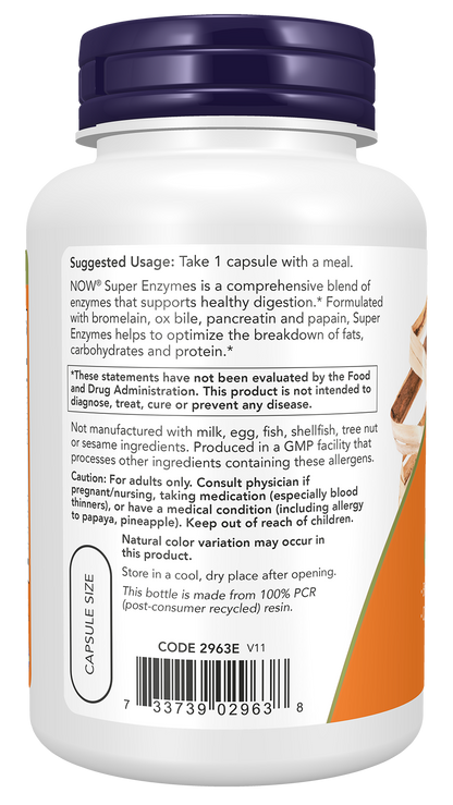 NOW Supplements, Super Enzymes Bromelain, Ox Bile, Pancreatin, 90 Caps