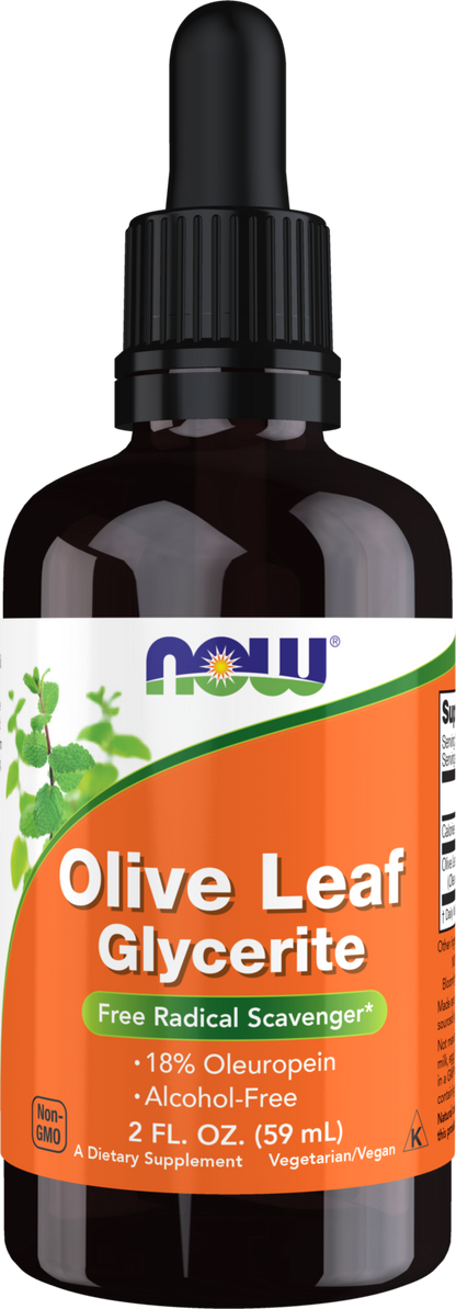 NOW Supplements, Olive Leaf Glycerite Liquid, Dropper Included, 2 oz