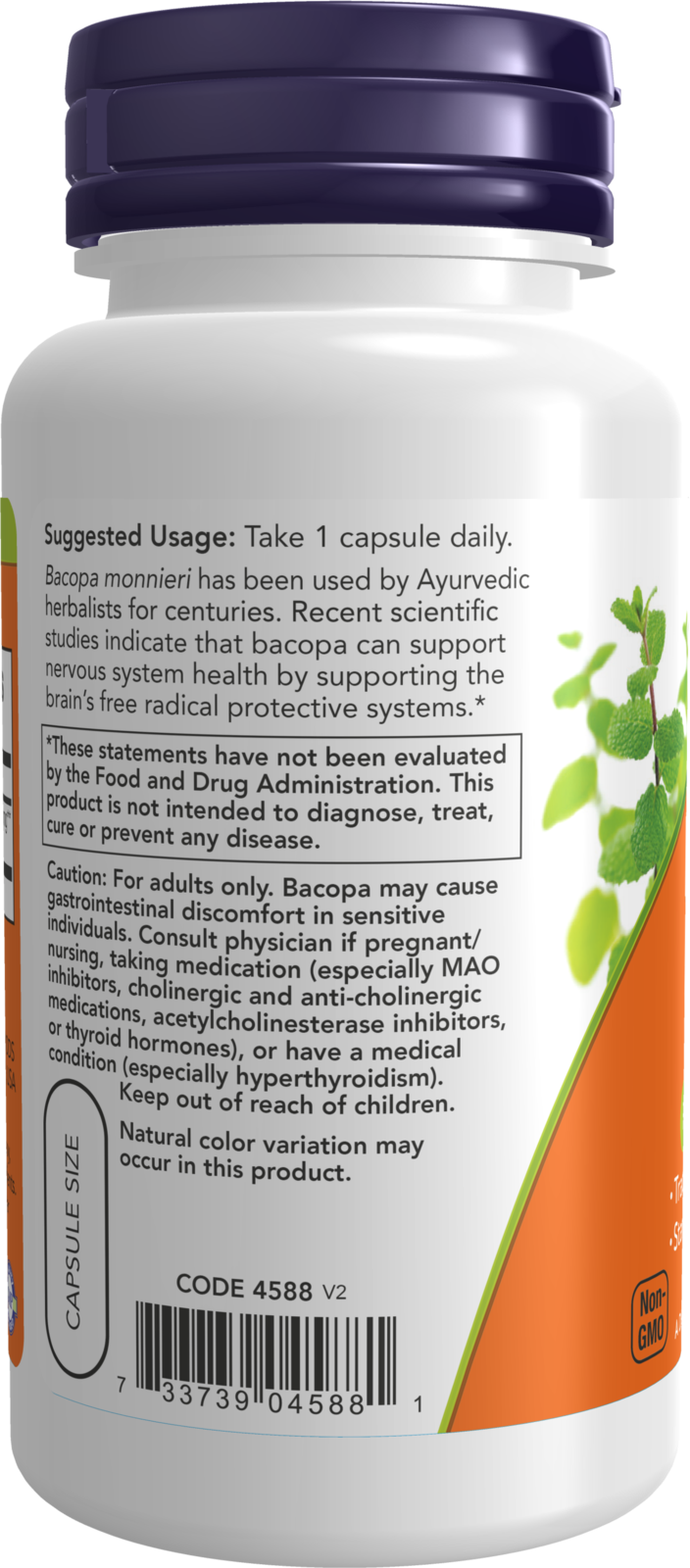 NOW Supplements, Bacopa Extract 450 mg, Brain Health*, 90 Veg Caps