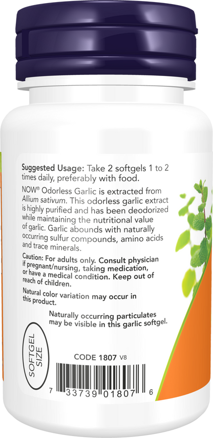 NOW Supplements, Odorless Garlic, Concentrated Extract, 100 Softgels