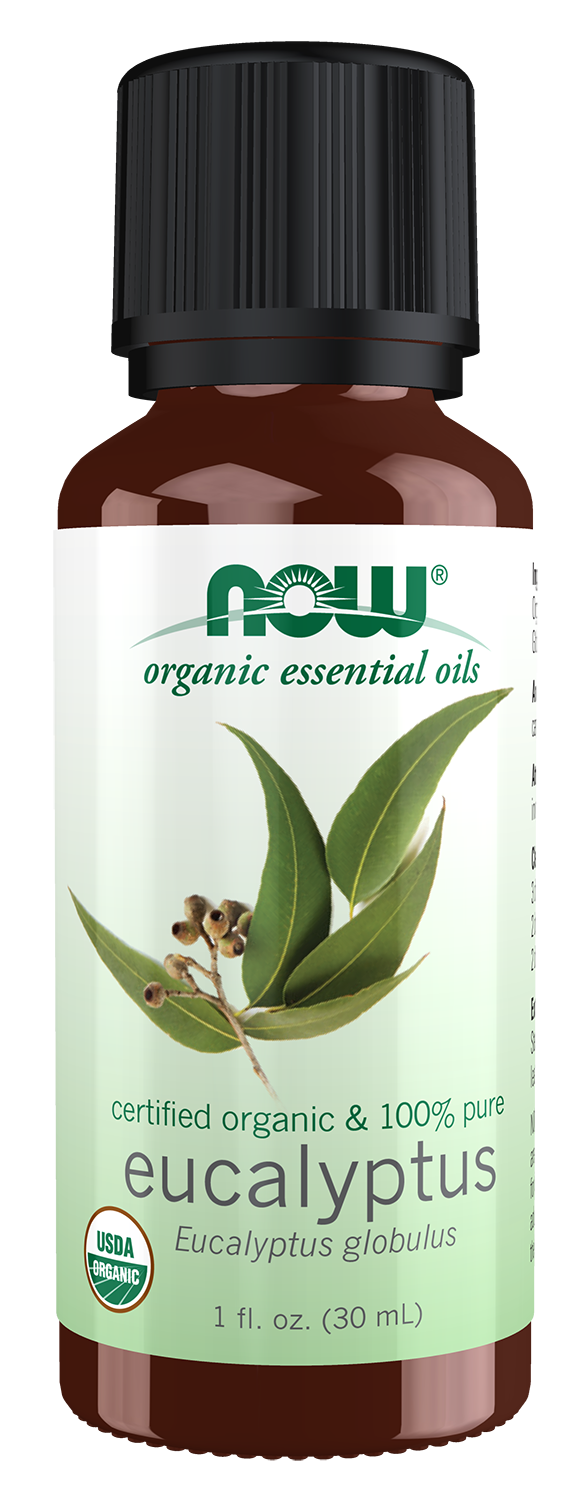 NOW Essential Oils, Organic Eucalyptus Globulus Oil, Steam Dist., 1 fl. oz