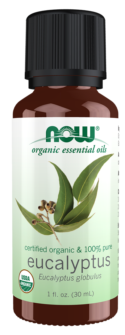 NOW Essential Oils, Organic Eucalyptus Globulus Oil, Steam Dist., 1 fl. oz