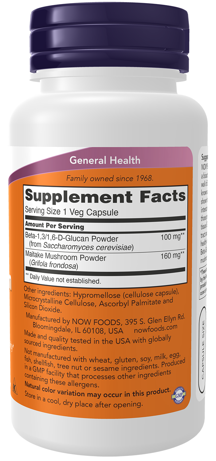 NOW Supplements, Beta-1,3/1,6-D-Glucan & Maitake, 90 Veg Caps