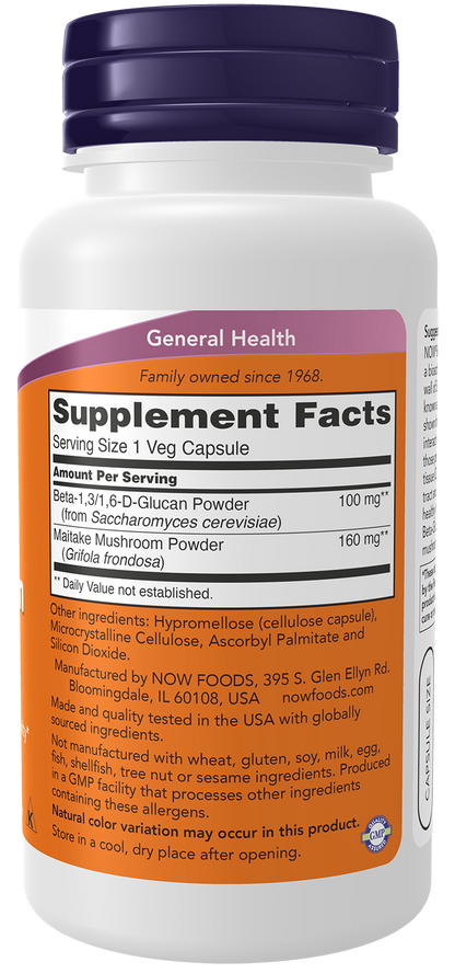 NOW Supplements, Beta-1,3/1,6-D-Glucan & Maitake, 90 Veg Caps