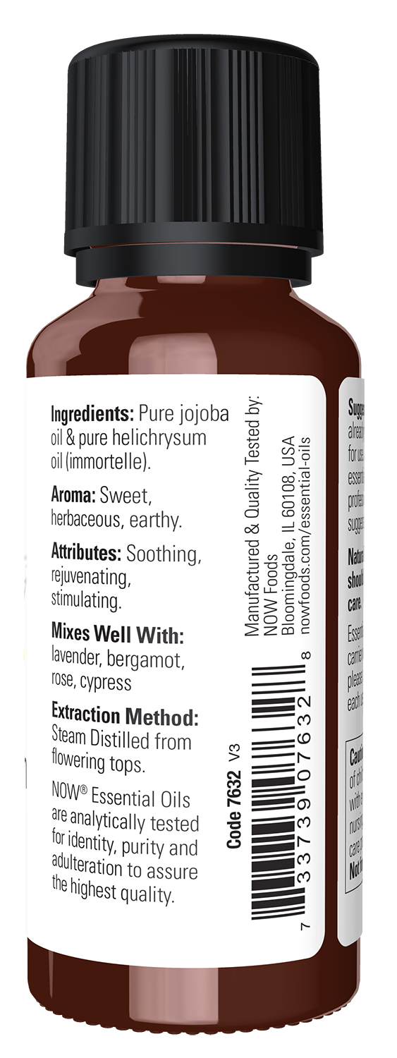 NOW Essential Oils, Helichrysum Oil Blend with Jojoba, 1 fl. oz