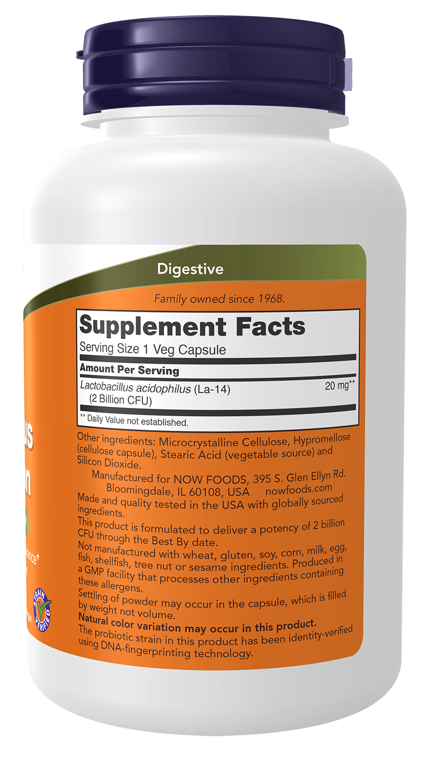 NOW Supplements, Acidophilus, 2 Billion, Probiotic, 250 Veg Caps