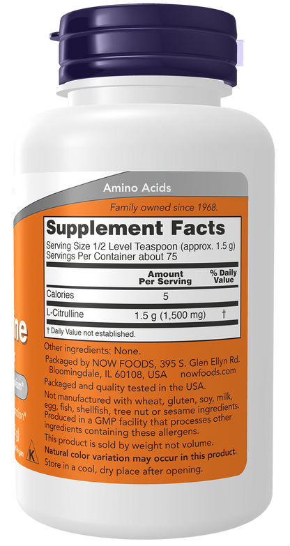 NOW Supplements, L-Citrulline Pure Powder, 4-oz