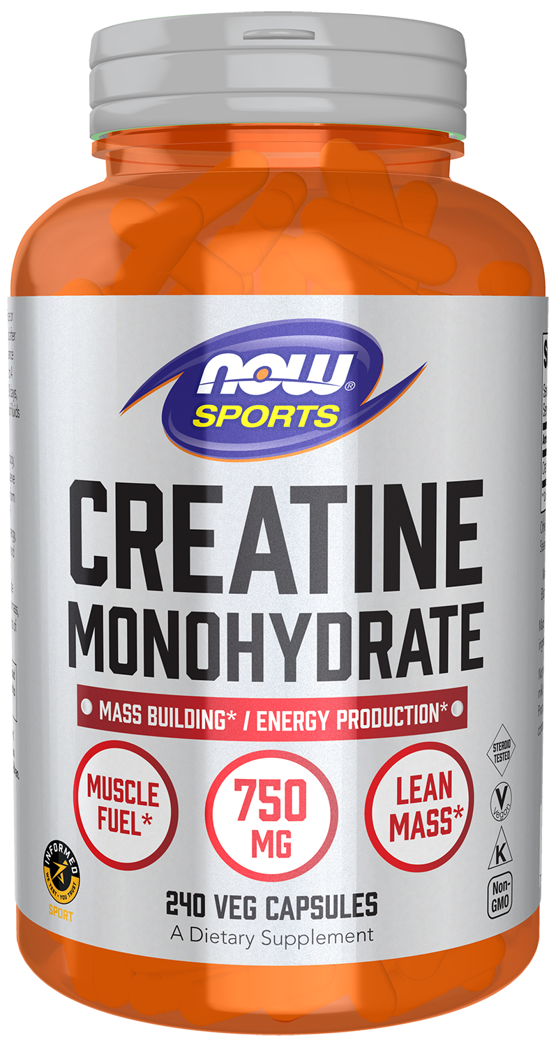 NOW Sports, Creatine Monohydrate 750 mg, Muscel Fuel*, 240 Veg Caps