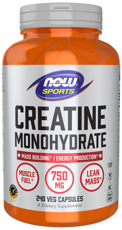 NOW Sports, Creatine Monohydrate 750 mg, Muscel Fuel*, 240 Veg Caps