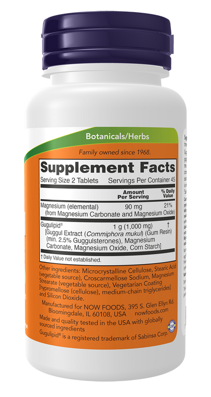 NOW Supplements, Guggul Extract 500 mg per Tablet, 90 Tablets