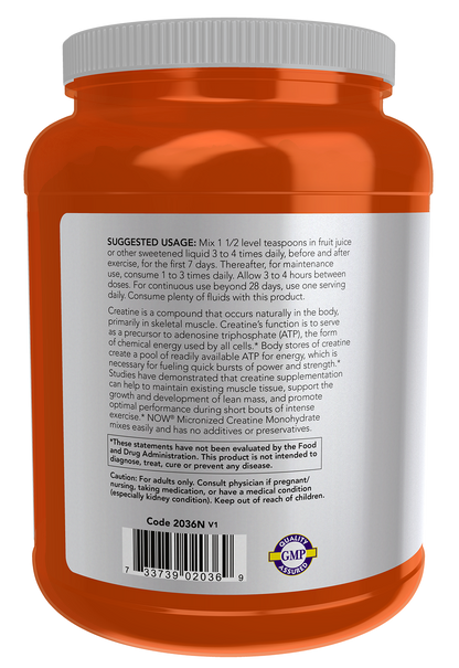 NOW Sports, Micronized Creatine Powder, Muscle Fuel*, 1 kg