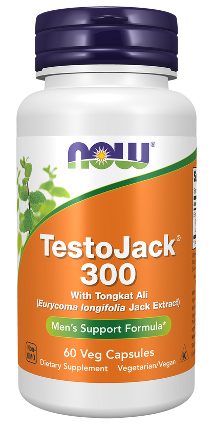 NOW Supplements, TestoJack™ 300 with Tongkat Ali, 60 Veg Caps