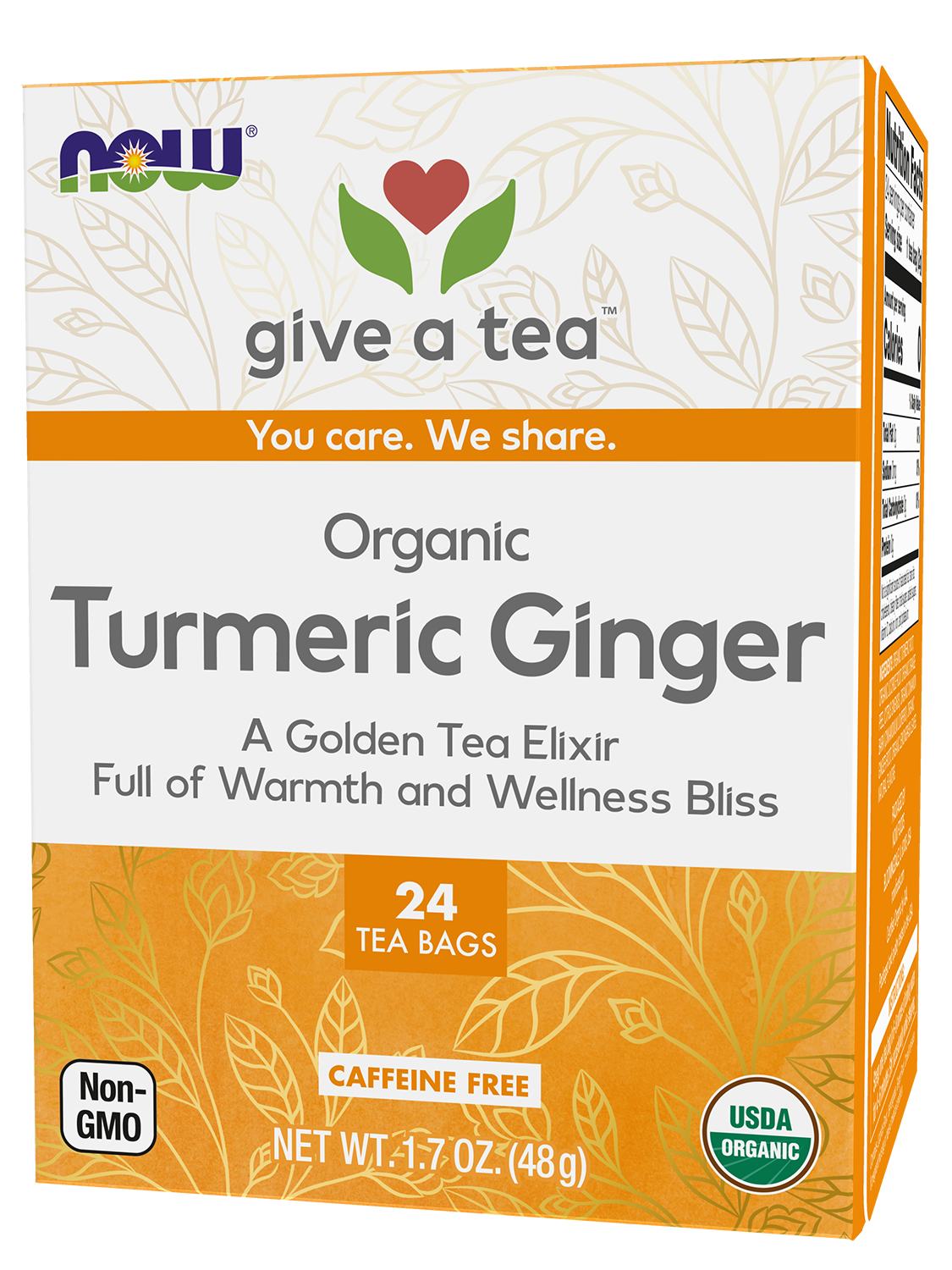 NOW Give a Tea® Organic Turmeric Ginger, Caffeine-Free, 24 bags