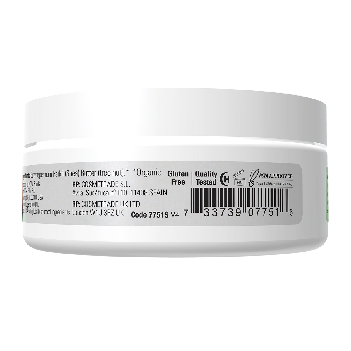 NOW Solutions, Certified Organic Shea Butter, Travel Size, 3 oz