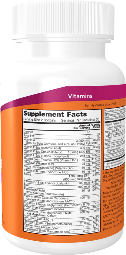 NOW Supplements, Liquid Multi Gels with Lutein and Lycopene, 60 Softgels
