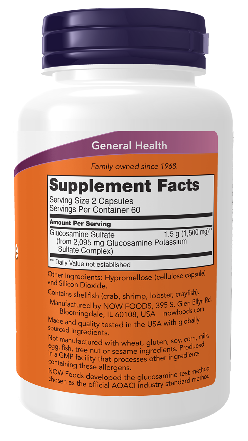NOW Supplements, Glucosamine Sulfate 750 mg, 120 Veg Capsules