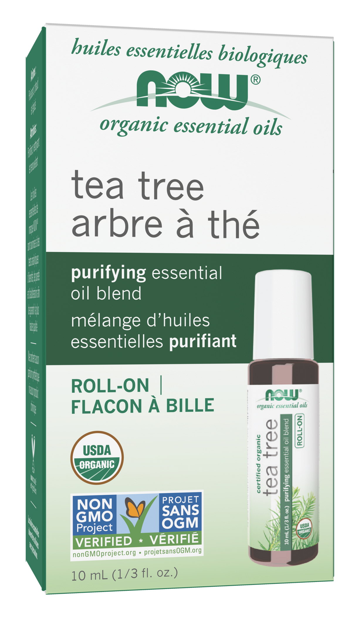 NOW Essential Oils, Organic Tea Tree Oil Purifying Roll-On, 10 mL