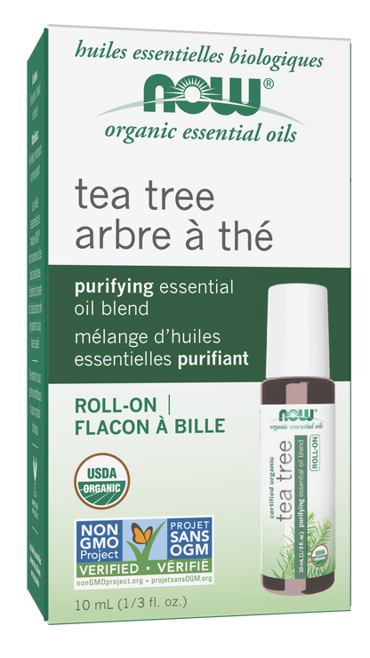 NOW Essential Oils, Organic Tea Tree Oil Purifying Roll-On, 10 mL
