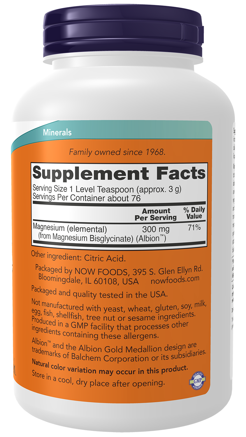 NOW Supplements, Magnesium Bisglycinate Powder, Enzyme Function*, 8 oz