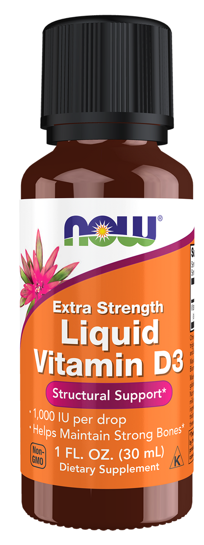NOW Supplements, Liquid Vitamin D-3, Structural Support*, 1 oz