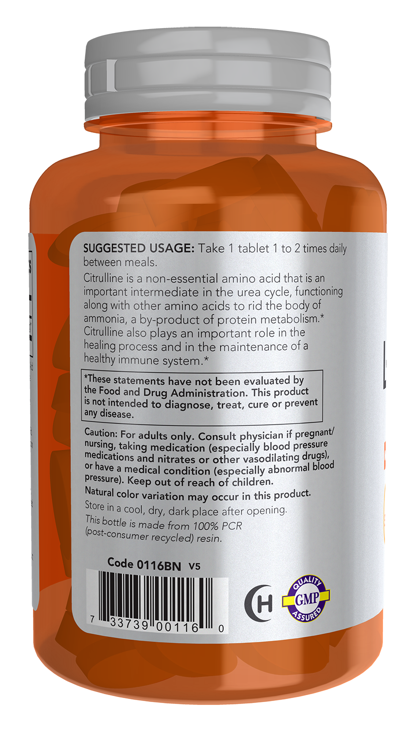 NOW Sports, L-Citrulline 1,200 mg, Extra Strength, Amino Acid, 120 Tabs