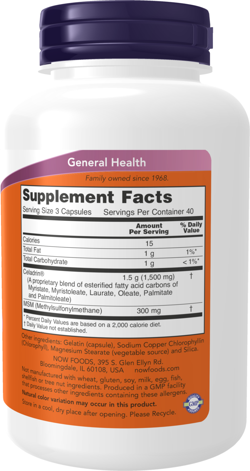 NOW Supplements, Celadrin® & MSM, 500 mg of Celadrin®, 120 Caps