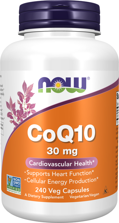NOW Supplements, CoQ10 30 mg, Pharmaceutical Grade, 240 Veg Caps